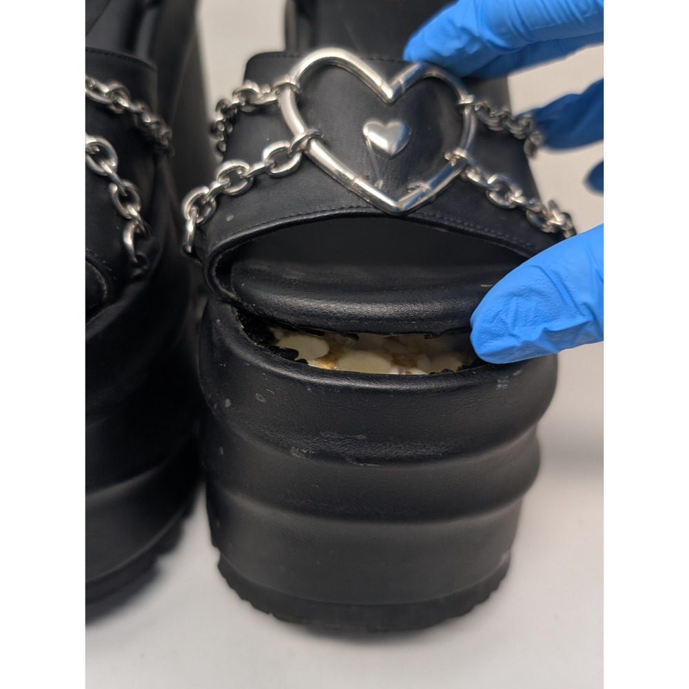 Demonia Black Platform Chain Heart Sandals - Picture 4 of 11